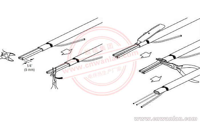圖（五）：電伴熱帶導體的剝線方法