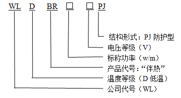 WLDBR-30-220-PJ防護型自限溫電伴熱帶型号說明